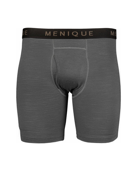 the menique men's merino long boxers in color perfect gray.