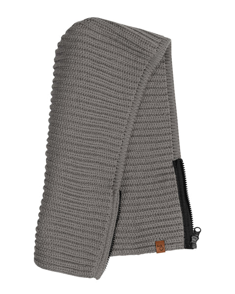 Women's Hood Zipper Balaclava Knitted Merino in gray