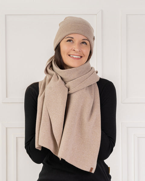 Women's Knit Beanie & Scarf Merino & Cashmere 2-Piece Set