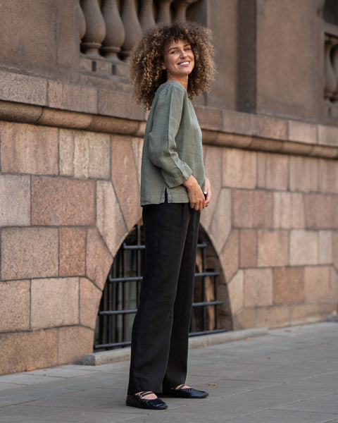 Linen Blouse Nora Stone Green