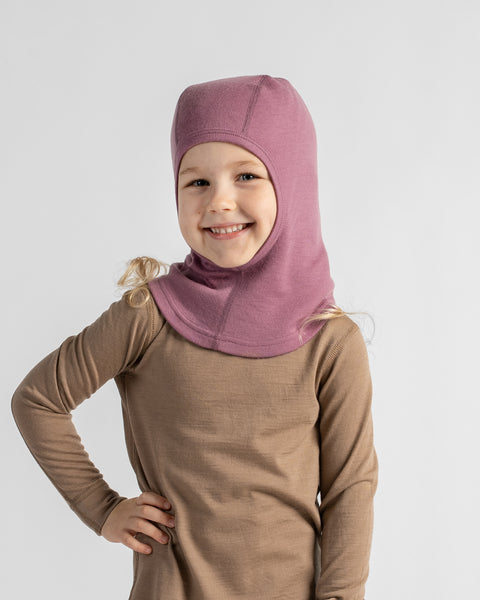 Cagoule enfant 250 en laine mérinos, visage ouvert