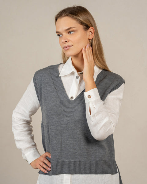 Women's Merino Wool Vest Isla Dark Gray