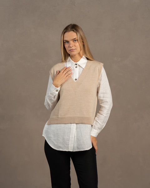 Gilet en laine mérinos tricoté pour femmes Isla