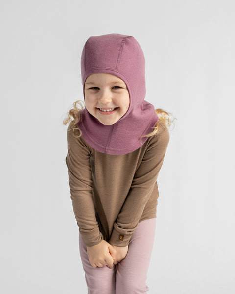 Cagoule enfant 250 en laine mérinos, visage ouvert