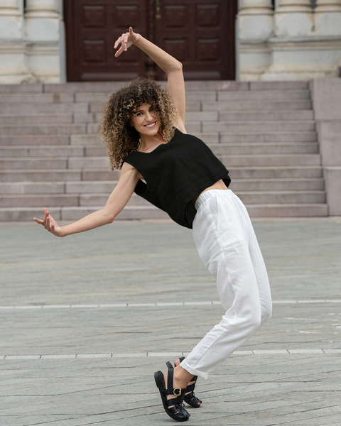 100% linen crop top Ana