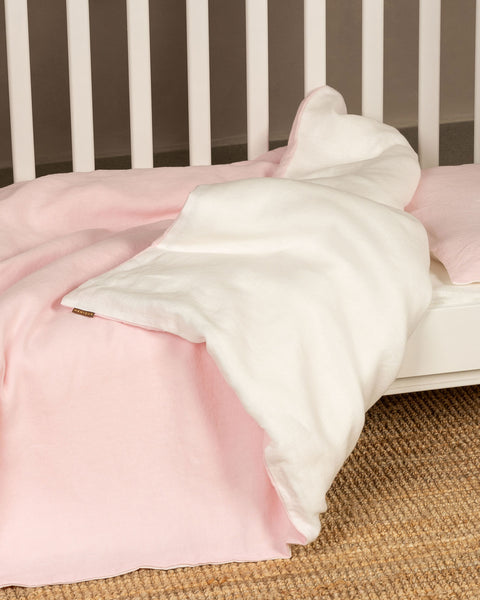 Linen Baby Duvet Cover in dusty pink