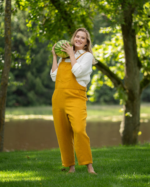 Combinaison salopette en lin Nicci Jaune épicé