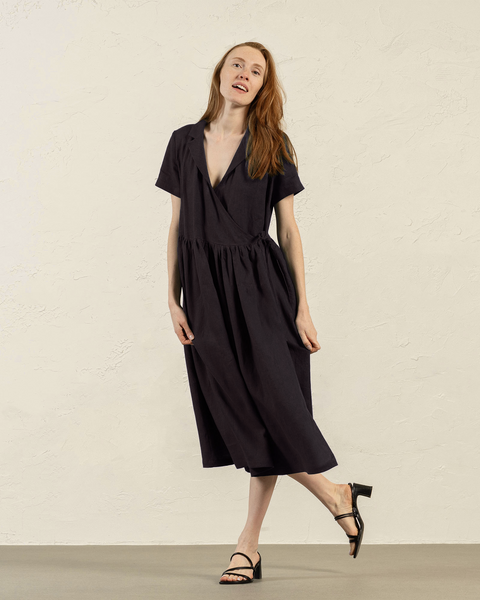 Collar Dress Phoebe in pure black