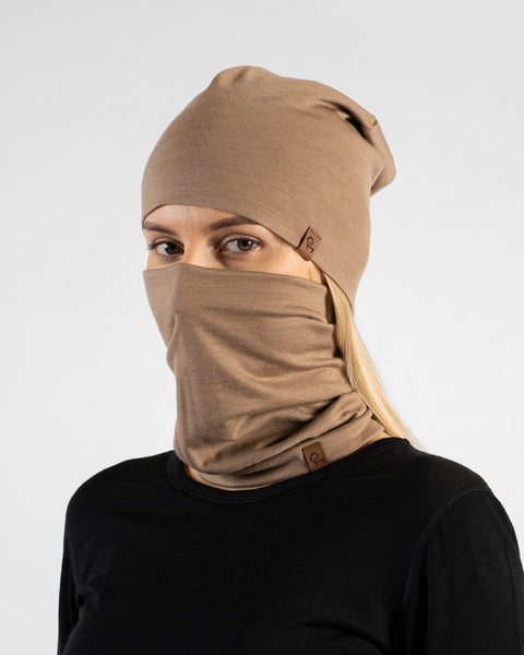 Women's Merino Beanie & Gaiter 2-Piece Beige