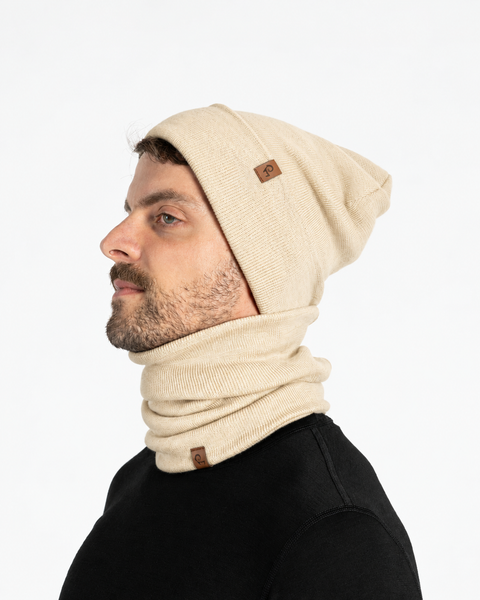 Bonnet tricoté et tour de cou pour homme, ensemble 2 pièces