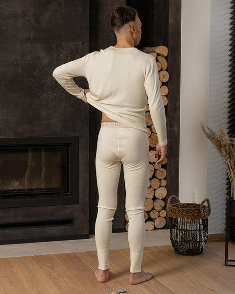 Men's Merino 250 Set of Long Sleeve & Bottom Rub Natural