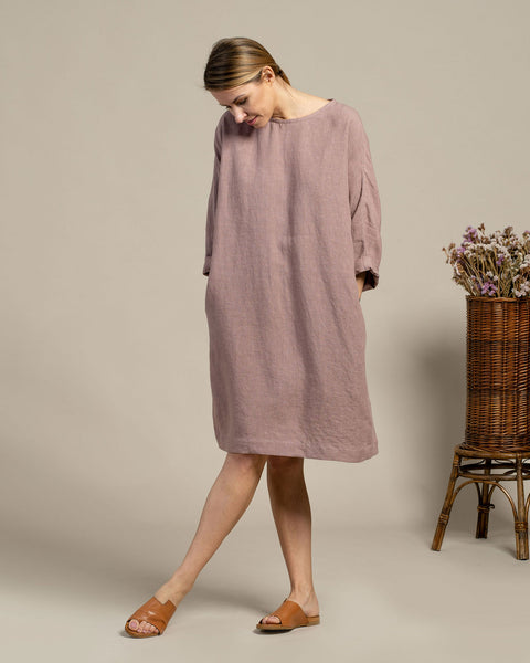 Linen Tunic Dress Selena Faded Rose