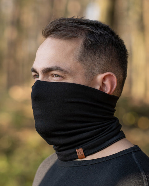 Men's Merino Neck Gaiter / Face Mask Black