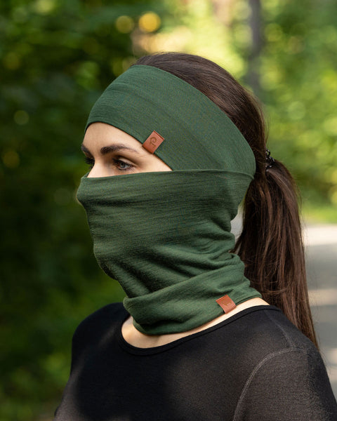 Women's Headband and Gaiter Set Dark Green