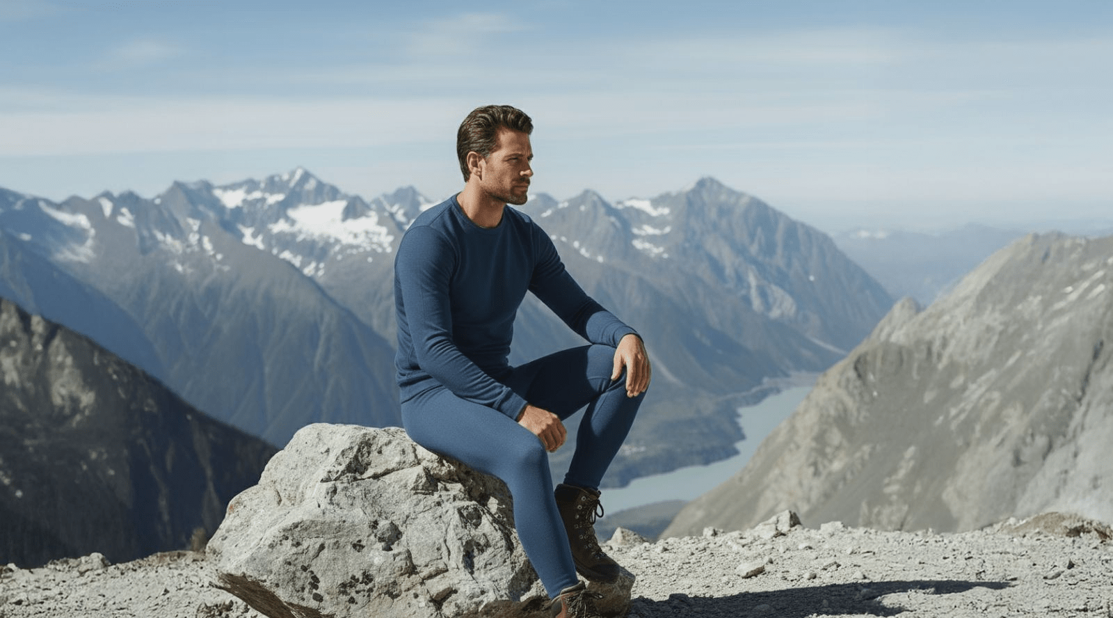 Men's Merino wool sets: short sleeves, sleeveles or long sleeve 2 piece sets.