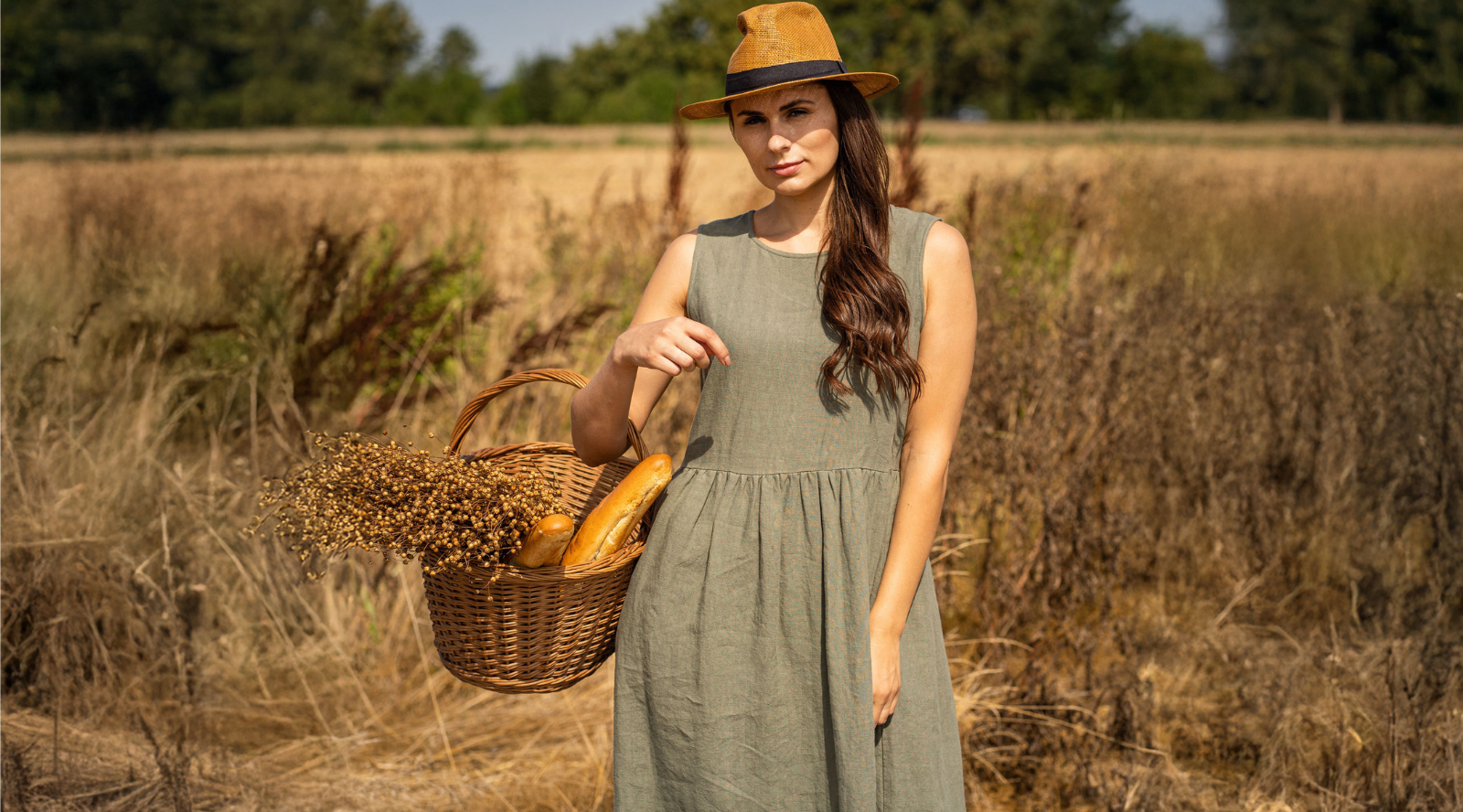 Sustainable organic Linen smock dresses for women.