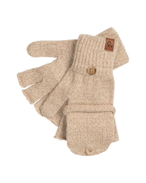 Men&#39;s Convertible Gloves Knitted Merino in creamy beige