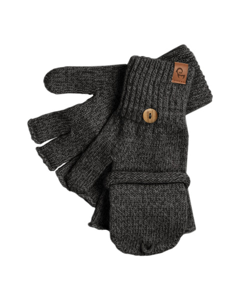 Men&#39;s Convertible Gloves Knitted Merino in dark gray