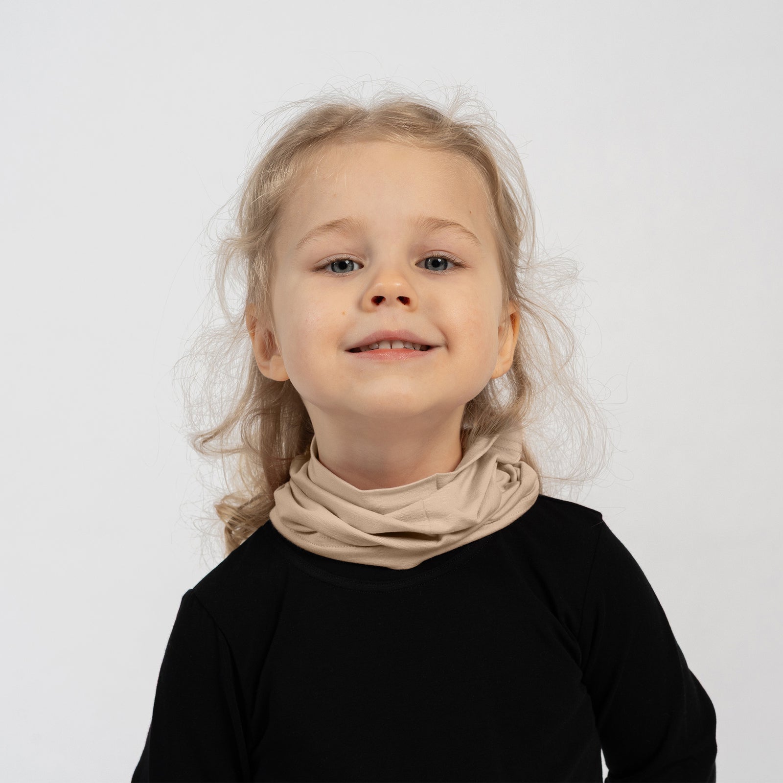 Kids bamboo neck gaiter in sage green, lightweight breathable accessory for layering.