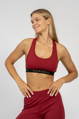 Brassière de sport en mérinos pour femmes - XS / Rouge Foncé