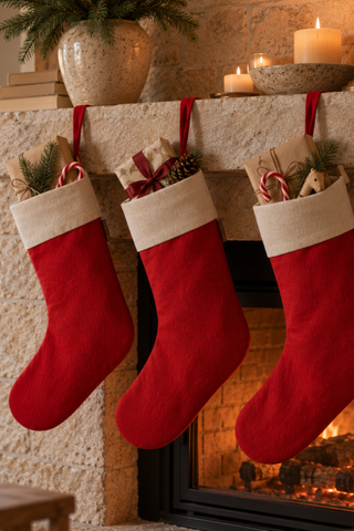 Chaussettes de Noël en lin - Rouge