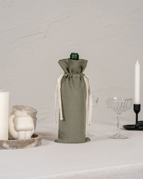 Holiday 100% Linen Wine Gift Bag
