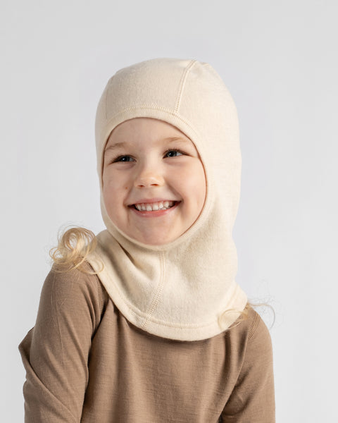 Cagoule enfant 250 en laine mérinos, visage ouvert