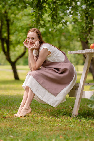 Linen Gardening Apron - S/M / Faded Rose