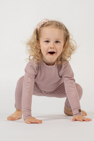Kids' 160 Long Sleeve & Bottom 2-Piece Dusty Pink - 3-4Y / Dusty Pink