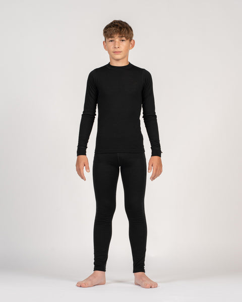Kids&#39; 250 Long Sleeve &amp; Bottom 2-Piece Black