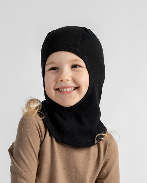 Cagoule enfant 250 en laine mérinos, visage ouvert