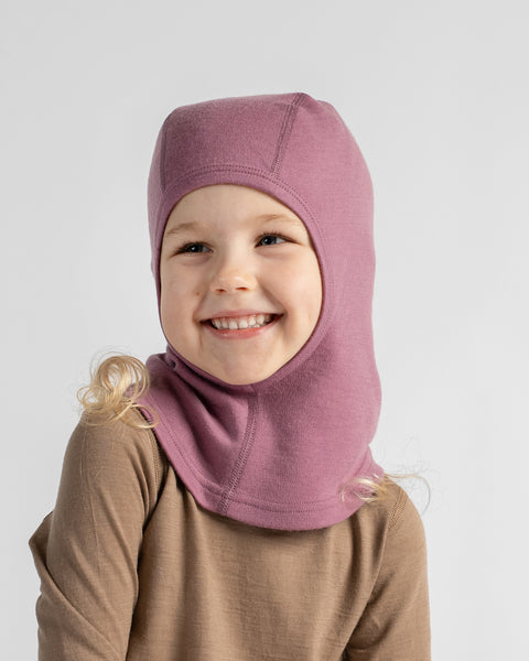 Cagoule enfant 250 en laine mérinos, visage ouvert