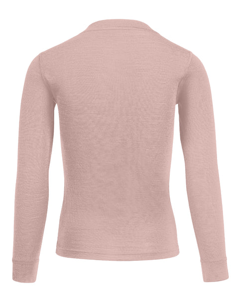 Merino wool dusty pink long-sleeve shirt on a white background