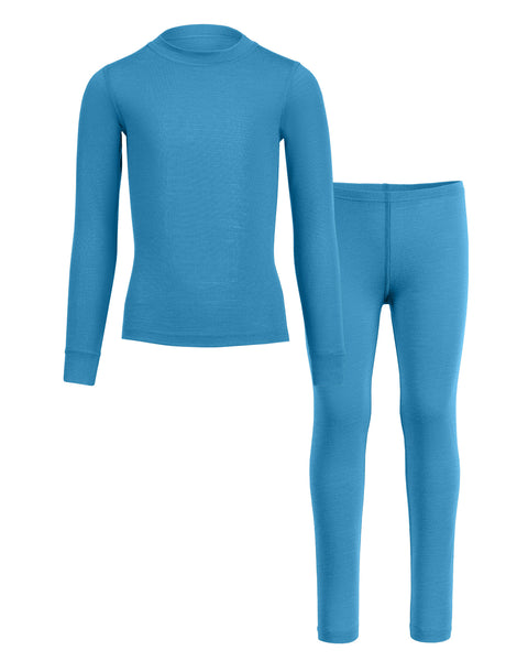Kids&#39; 160 Long Sleeve &amp; Bottom 2-Piece Light Blue, front view.