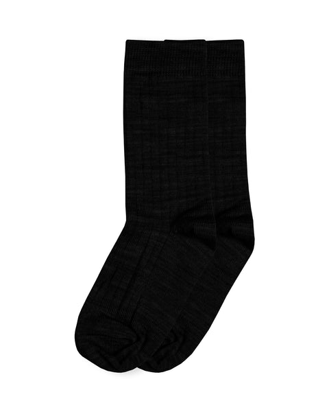 The Menique merino rib crew socks for kids in color dark gray.