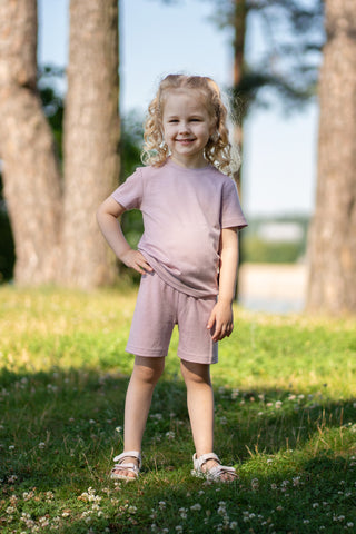 Kids' Lightweight 100% Merino T-Shirt Crewneck - 1-2Y / Dusty Pink