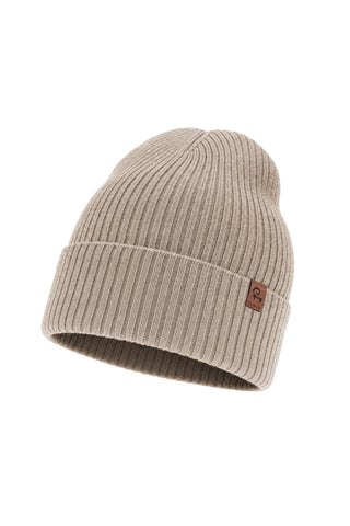 Kids' 100% Merino Wool Ribbed Knit Beanie Hat - 2-7Y / Sand Beige