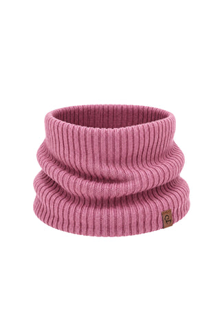 Kids' 100% Merino Wool Ribbed Knit Neck Gaiter - One Size / Pink Mauve