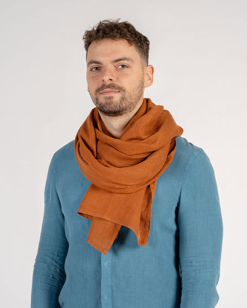 Linen Scarf for Men Almond Brown