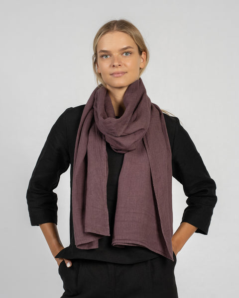 Wide Women&#39;s Linen Scarf Shadow Purple