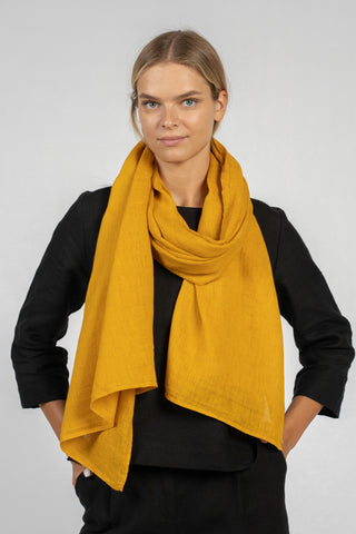 Women's Linen Scarf - Wide / Spicy Yellow