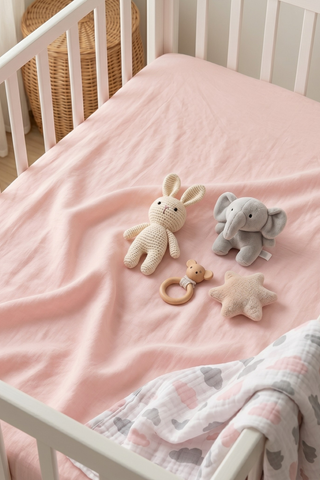 Kids' Linen Flat Sheet - 47 x 59" / Dusty Pink
