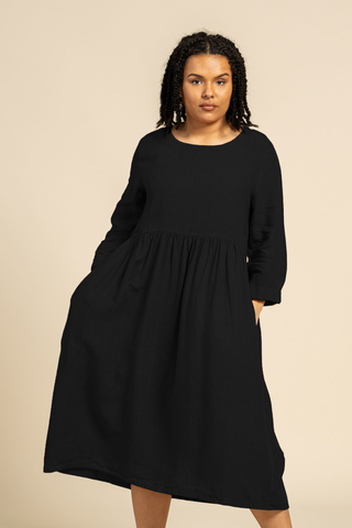 Smock Dress Lucy Pure Black - M / Pure Black