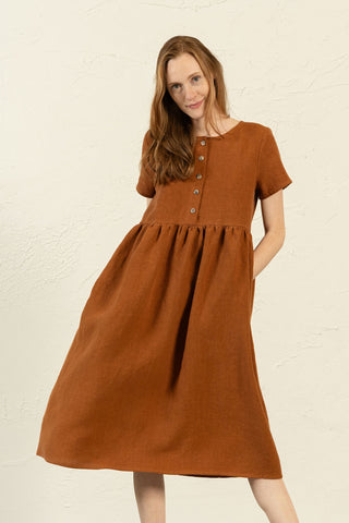 Robe blouse Maria Amande Brune - S / Brun Amande