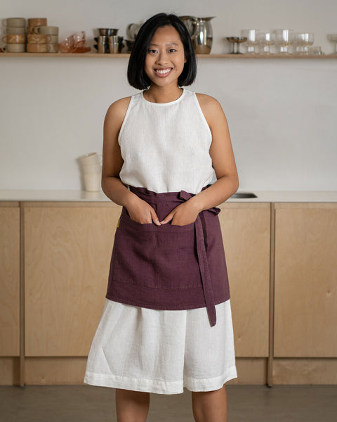 Linen Half Apron with Pocket