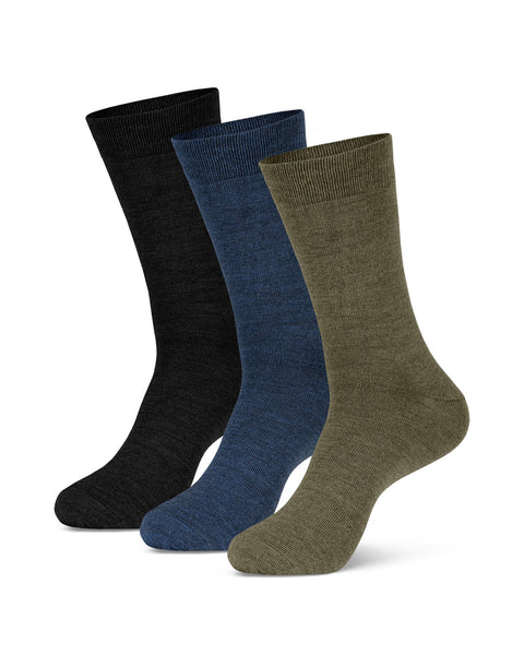 The menique men&#39;s merino wool crew socks in all available colors, white background.