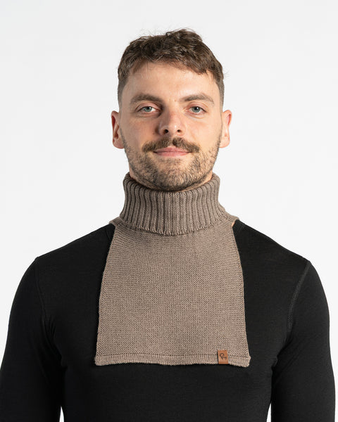 Men&#39;s Knit Dickie Neck Warmer Merino Brown Front