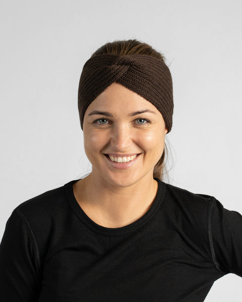 Bandeau en maille côtelée mérinos chaud et doux pour femme