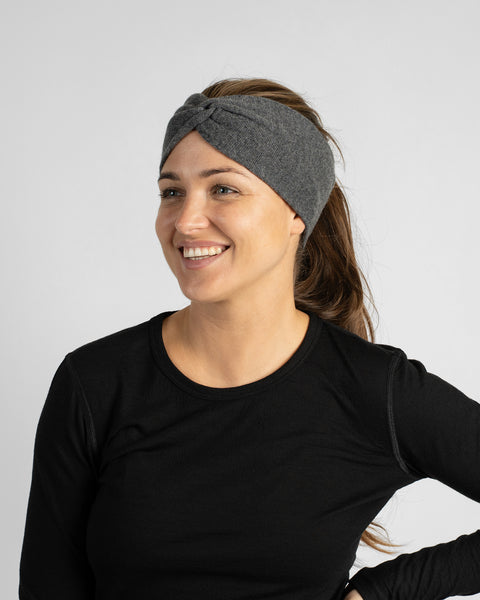 Bandeau torsadé doux pour femme en mérinos et cachemire tricotés
