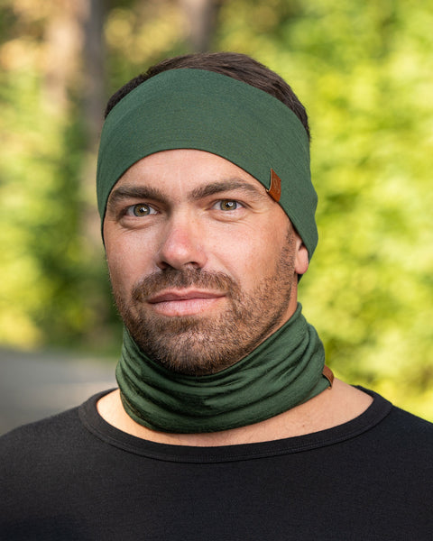 Men&#39;s Headband and Gaiter Set Dark Green